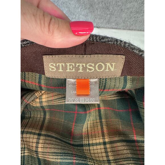 Stetson Men's sz L Wool Herringbone Driver Hat Paper Boy Peaky Blinders Grey - Picture 6 of 8